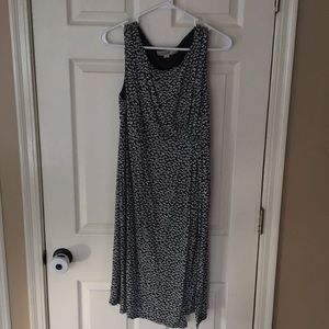 Loft black and white flower maternity swing dress